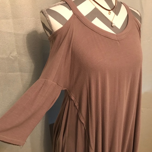 Tan Cold Shoulder Top - Picture 4 of 6
